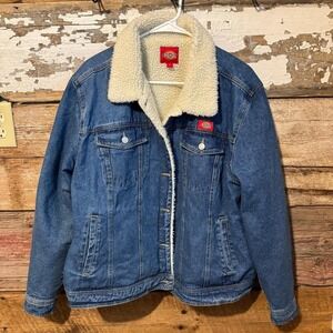 Dickies Denim Trucker Jacket Sherpa Lined Jean Coat Warm Classic‎ 1X